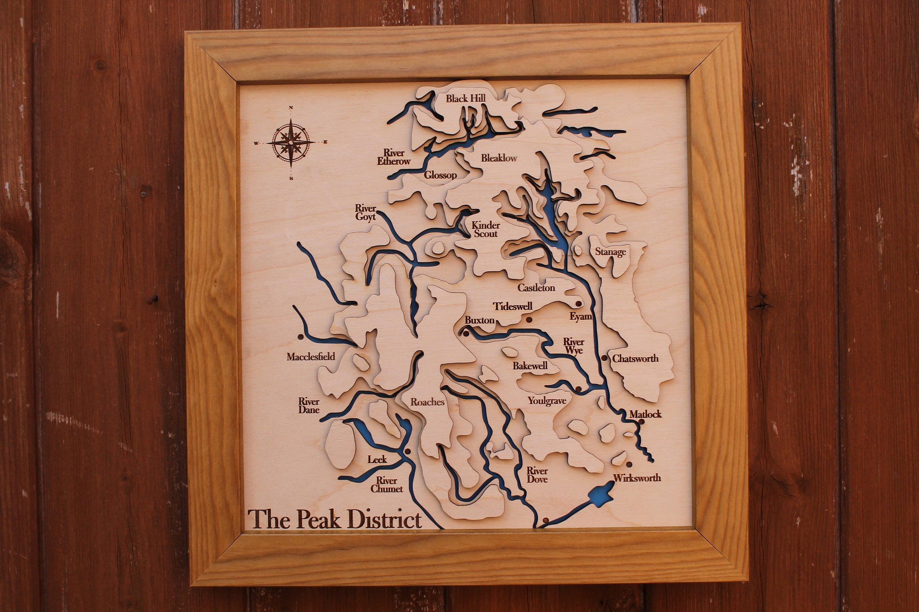 3D Peak District Map - Wooden Topographical Map