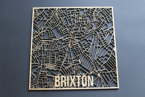 Brixton Solid Wood Laser Cut Street Maps Wooden Map