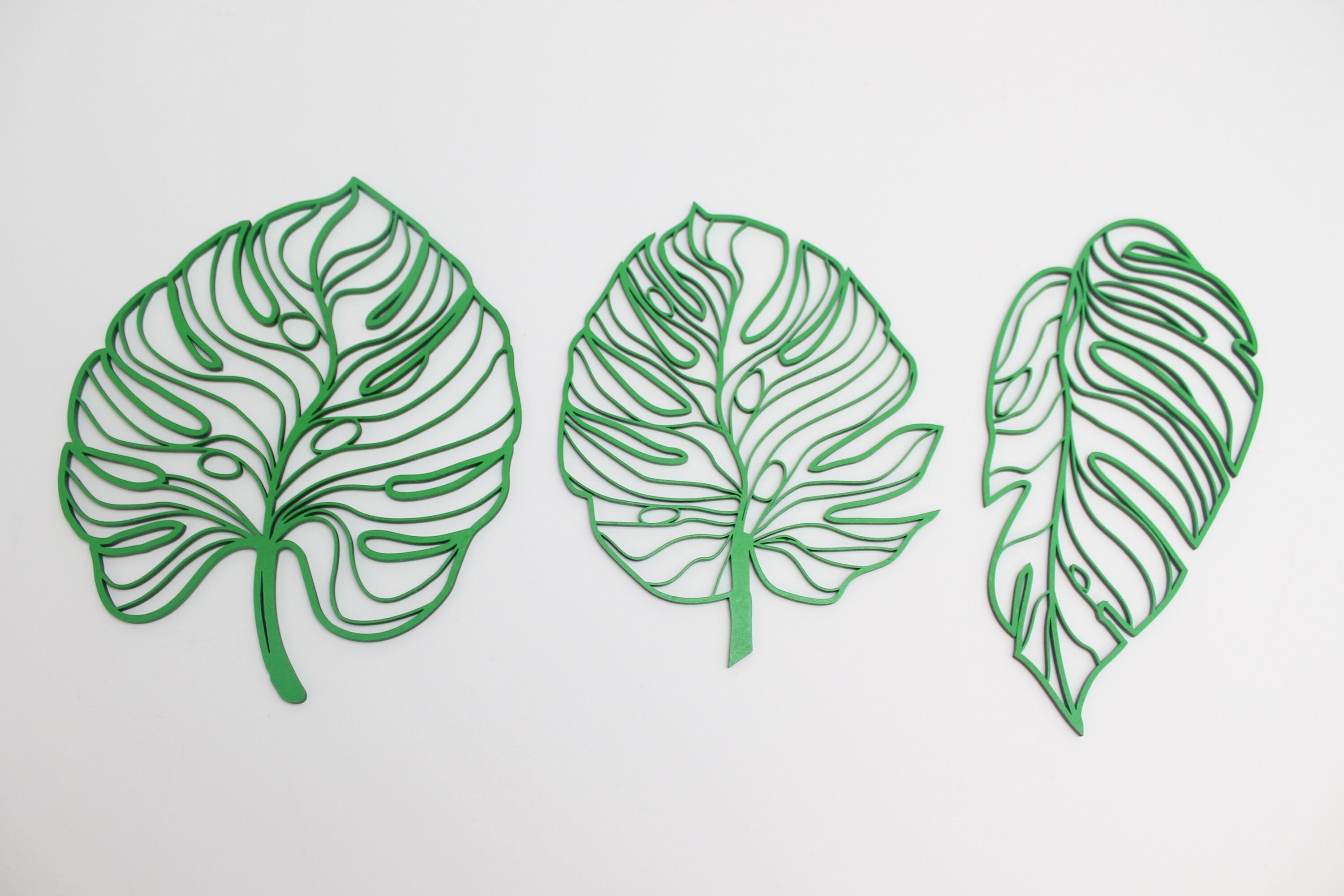 Monstera Leaf Wall Art Set of 3 Leaves, Botanical Leaf Home Decor, Tropical Wall Decor, Plant Leaves, Swiss Cheese Plant