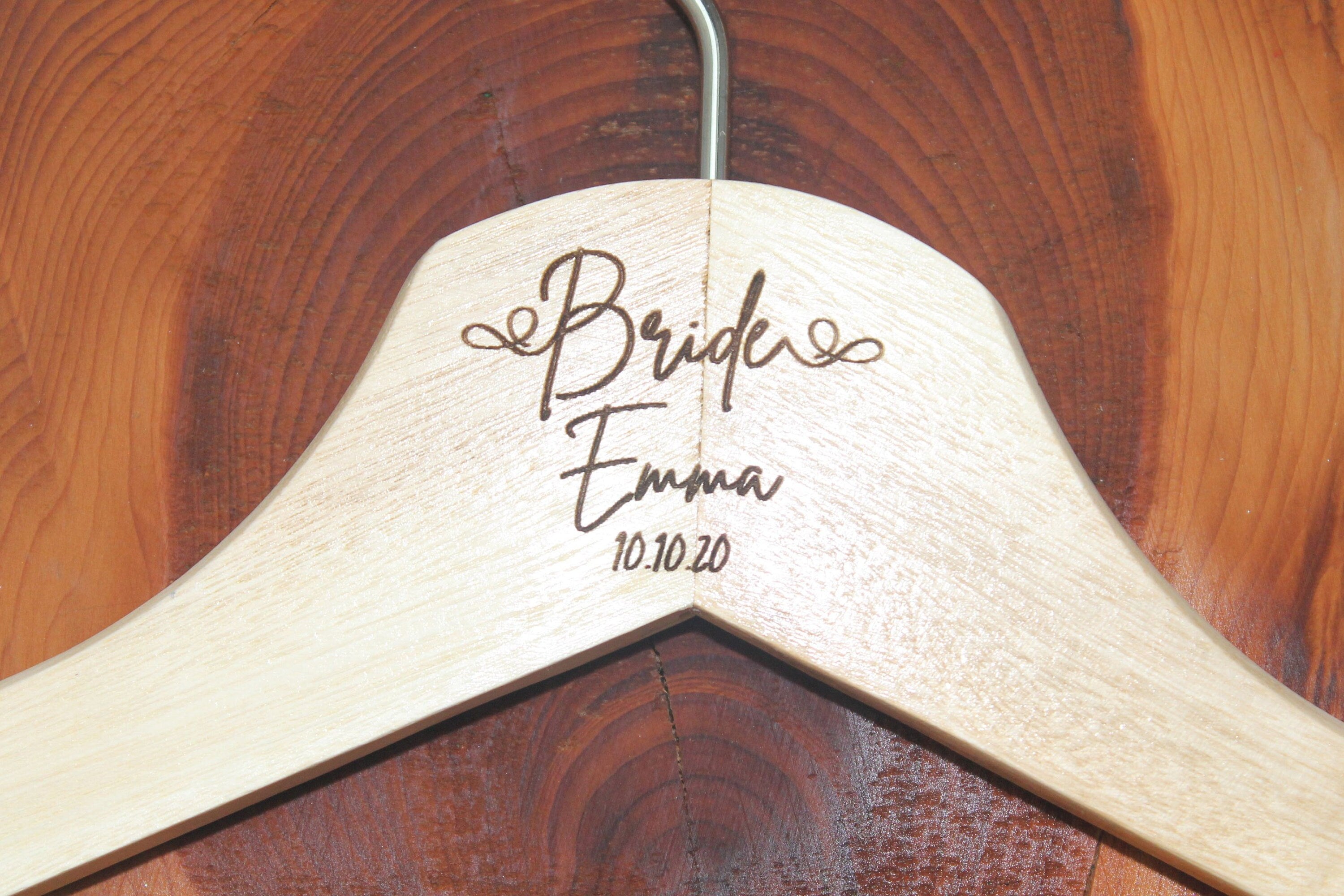 Personalised Bridal Wedding Hanger in Wood or White - Hanger Engraved Wedding Gift Bride, Bridesmaids and more - Signature Style