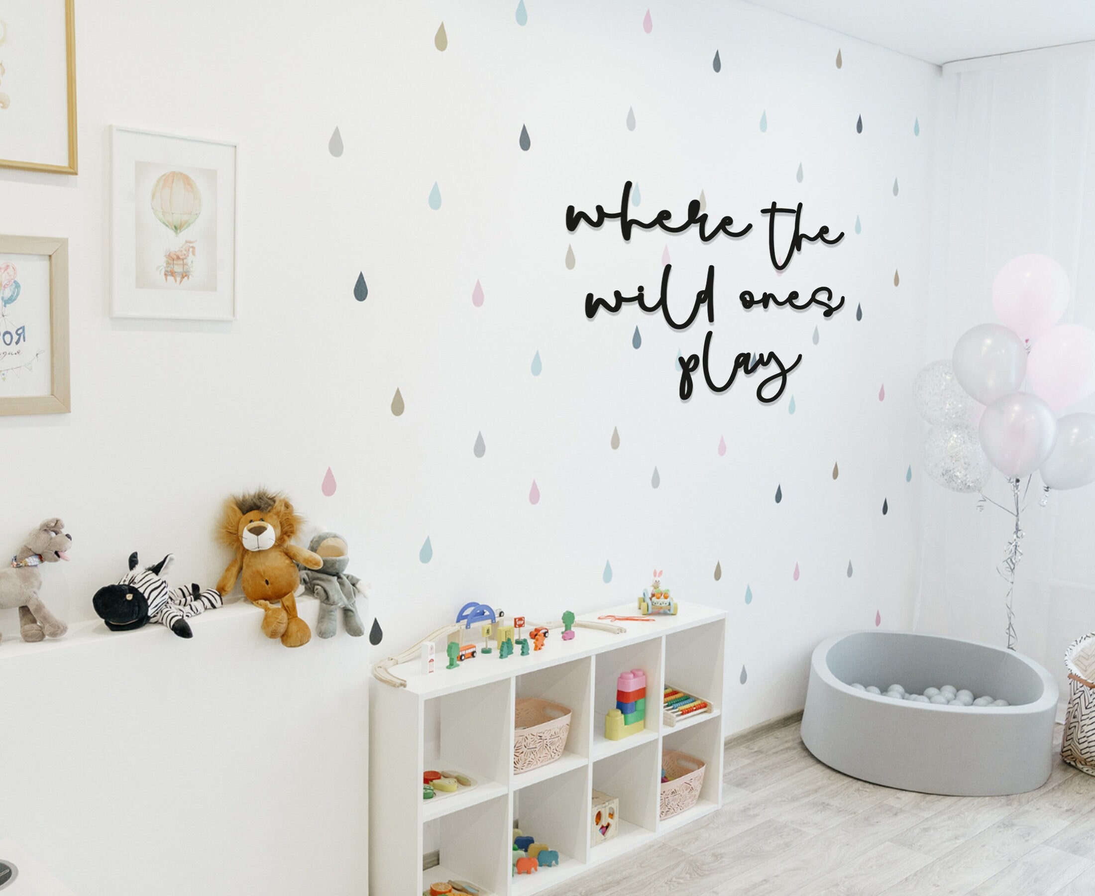 Where The Wild Ones Play - Nursery Wall Art - Childrens Bedroom - Wooden Word Text Art - Bedroom Art Gift - Sqaure Font 5