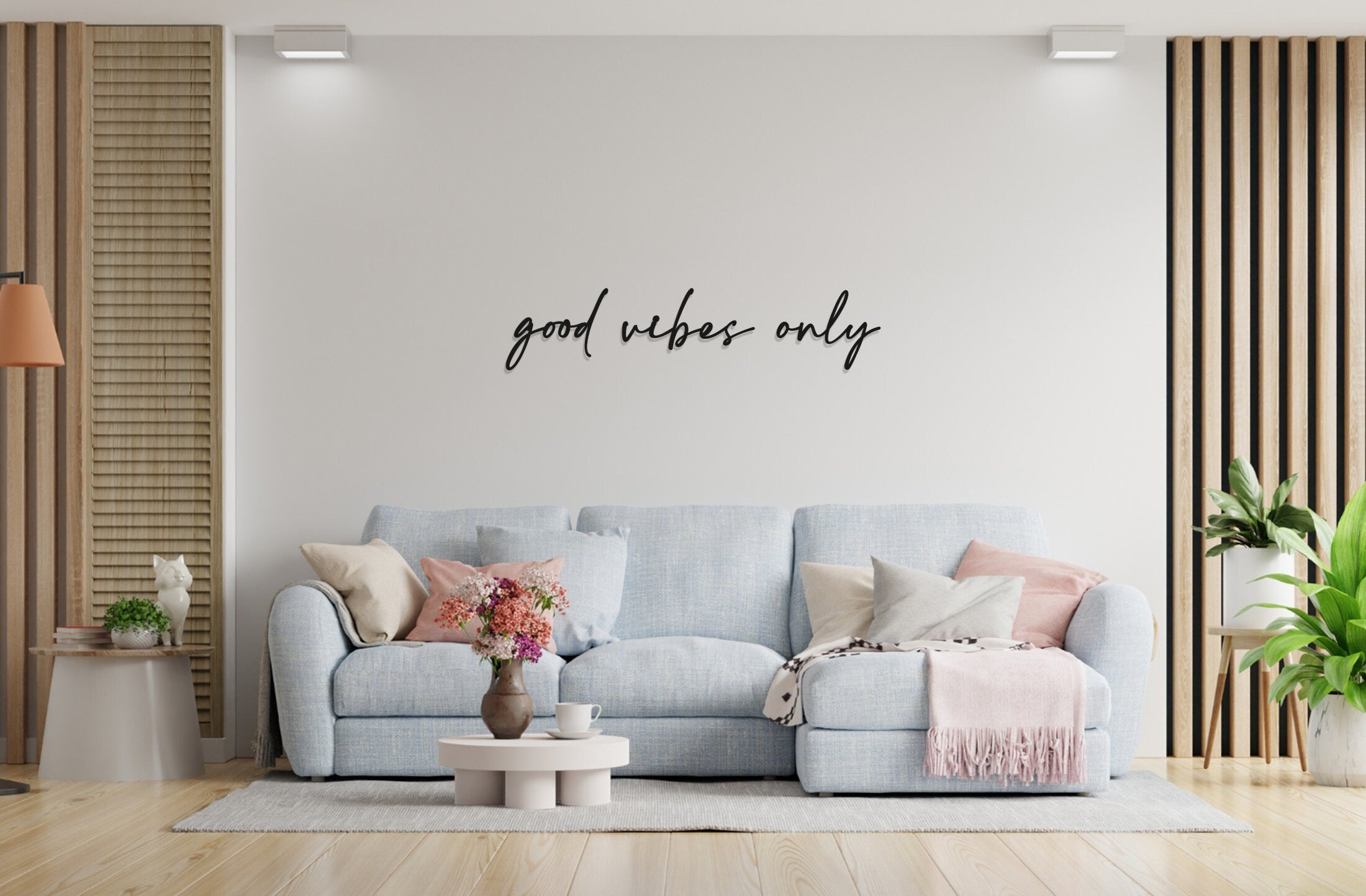 Good Vibes Only Wall Art - Family Art - Wooden Word Text Art - Art Gift - Bespoke Wall Words - Wall Quotes & Sayings - Font 3