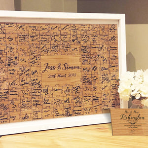 Jigsaw Guestbook Personalised with Sign Framed or Unframed - Script Style - Wedding Guestbook