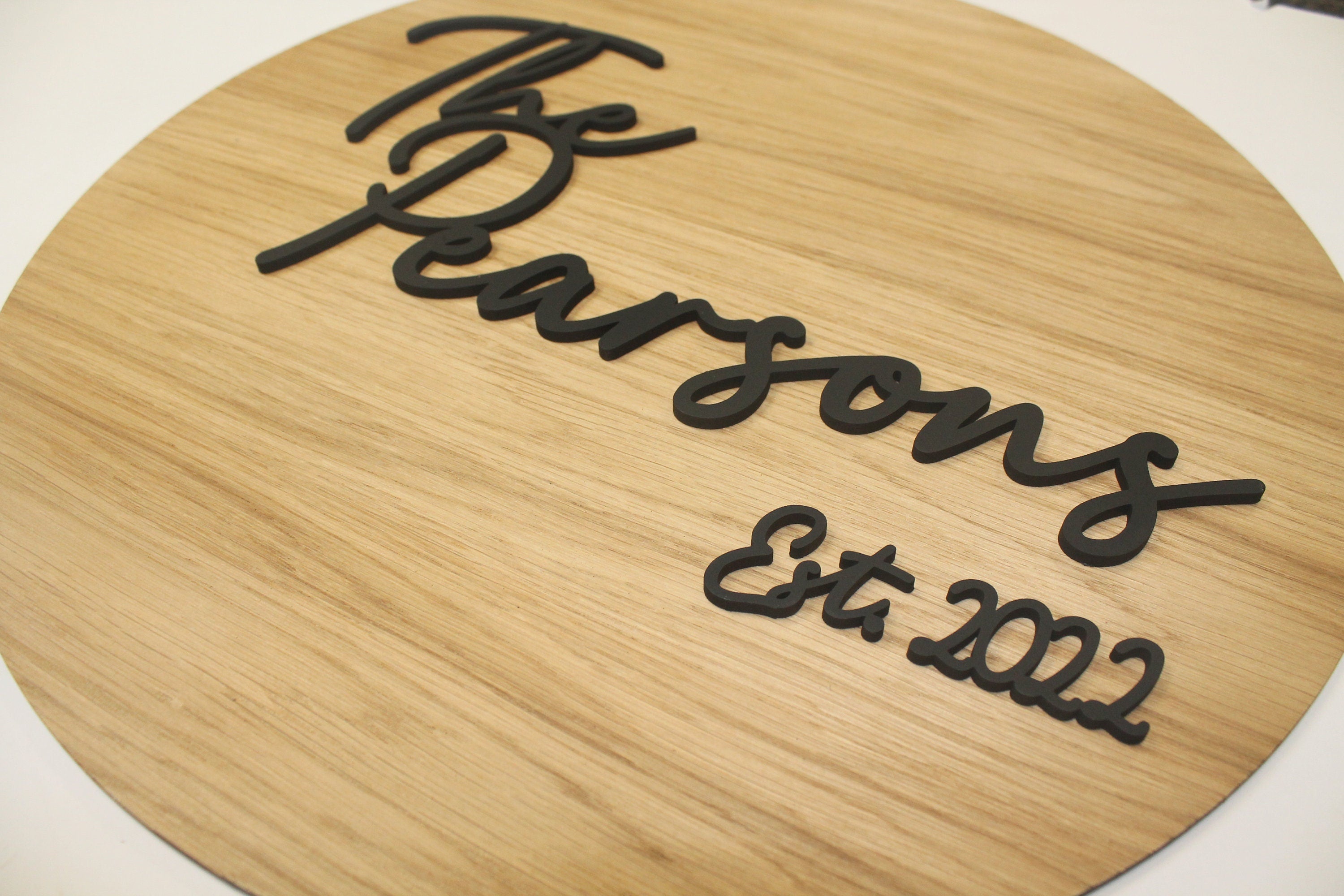 Circular Wood Wedding Guestbook Signing Board Round Alternative Guestbook - Script Style