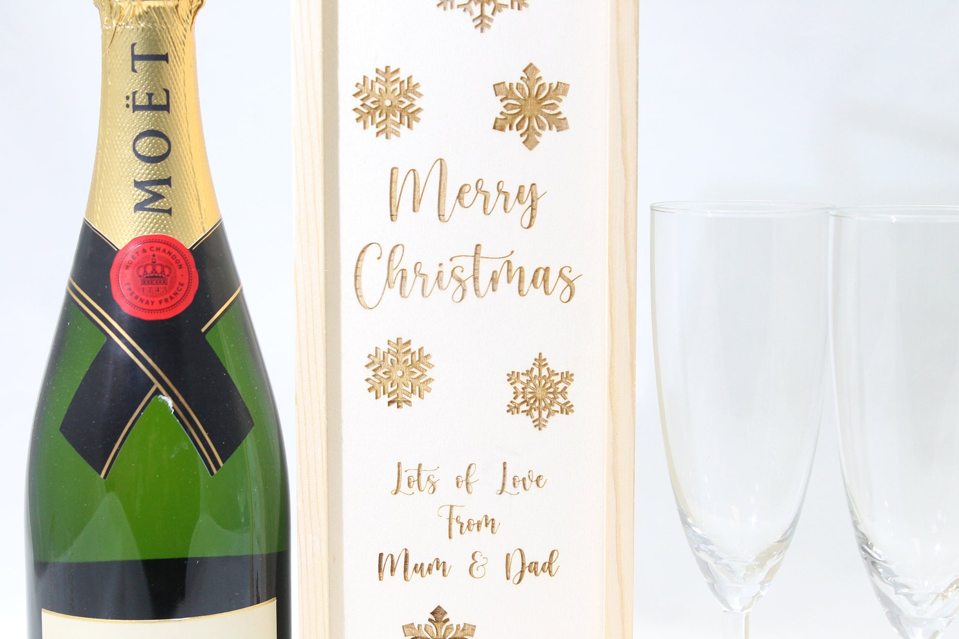 Personalised Christmas Gift Bottle Box Customised Merry Christmas Present Personalised Christmas New Year Champagne Wooden Bottle Box Gifts