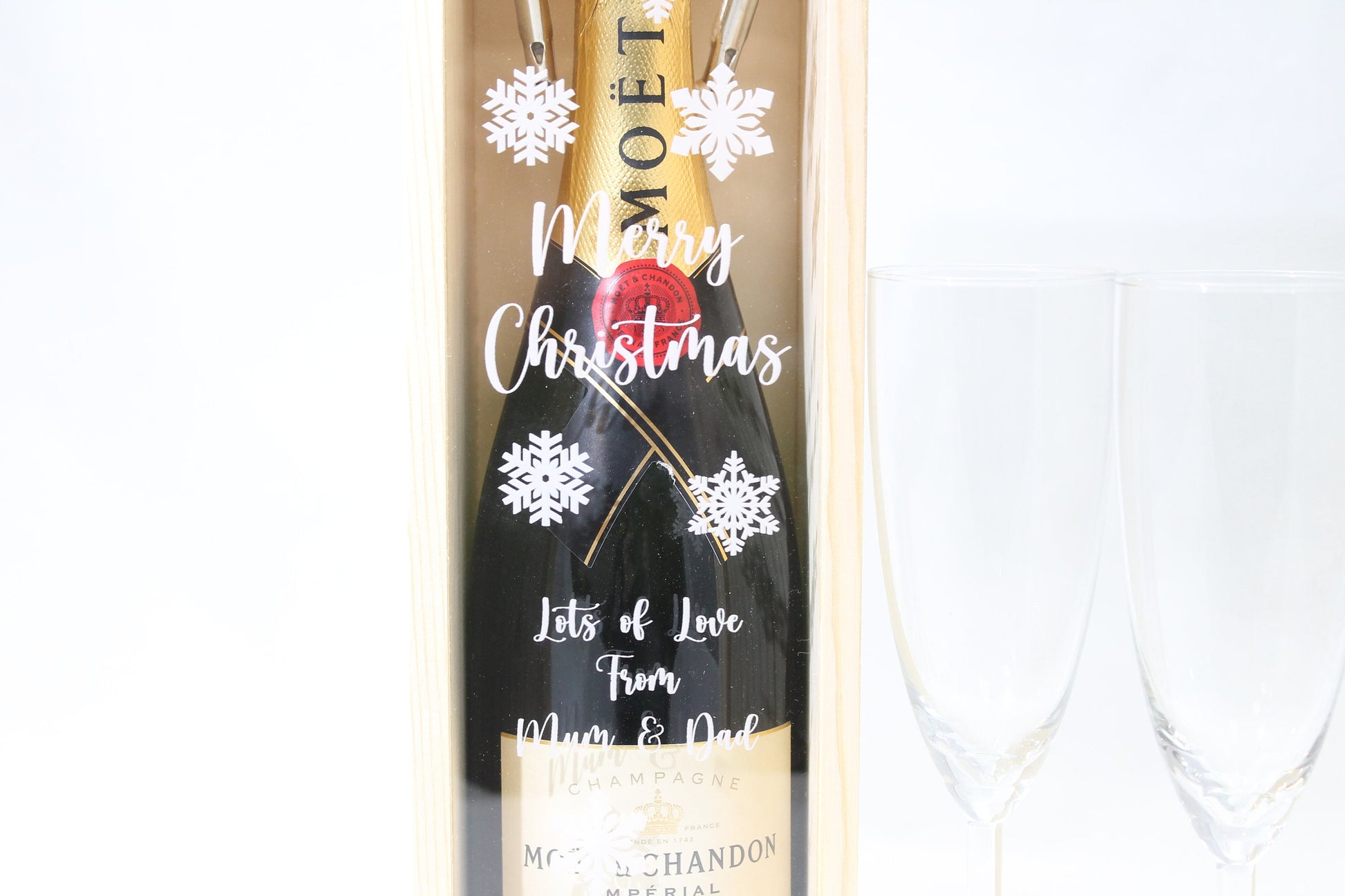 Personalised Christmas Gift Bottle Box Customised Merry Christmas Present Personalised Christmas New Year Champagne Wooden Bottle Box Gifts