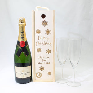 Personalised Christmas Gift Bottle Box Customised Merry Christmas Present Personalised Christmas New Year Champagne Wooden Bottle Box Gifts