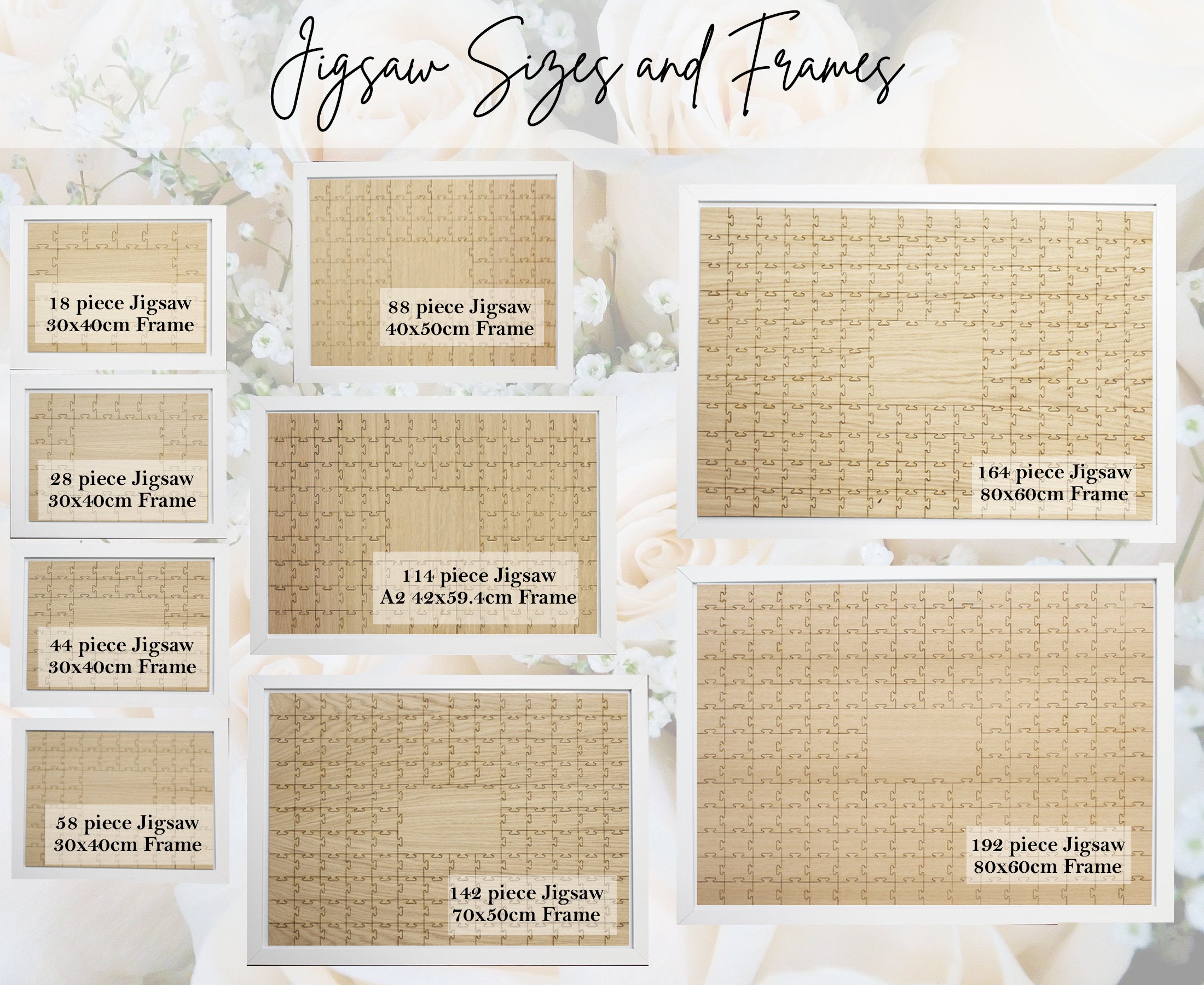 Jigsaw Guestbook Personalised with Sign Framed or Unframed - Signature Freehand Style - Wedding Puzzle Guestbook