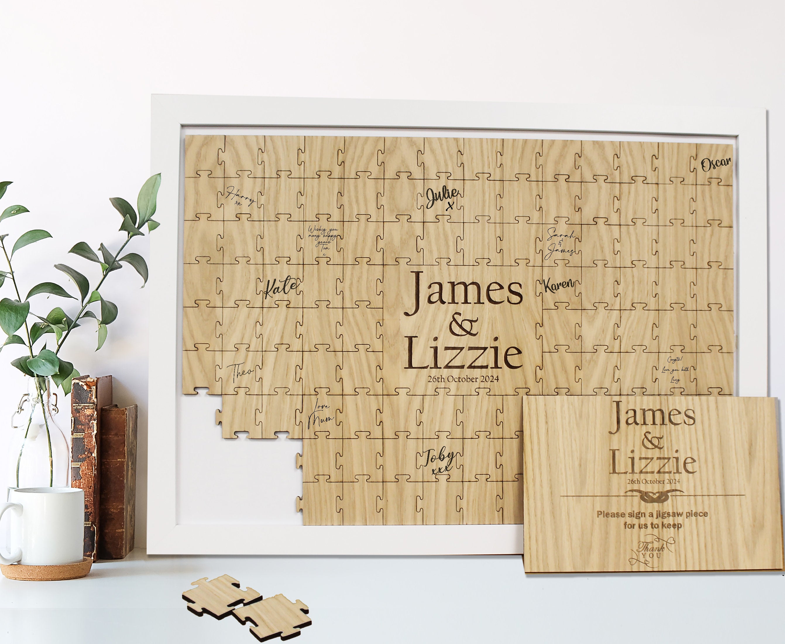 Wedding Jigsaw Puzzle Guestbook - Wooden Alternative Guest Book - Modern Style Book Font - Jigsaw Puzzle Guestbook - Rustic Wedding Birthday