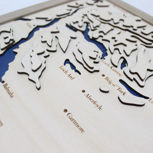 3D Loch Lomond and the Trossachs Map - Wooden Topographical Map