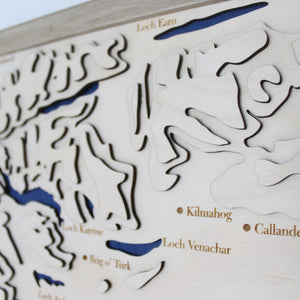 3D Loch Lomond and the Trossachs Map - Wooden Topographical Map