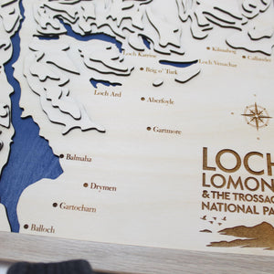 3D Loch Lomond and the Trossachs Map - Wooden Topographical Map