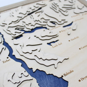 3D Loch Lomond and the Trossachs Map - Wooden Topographical Map