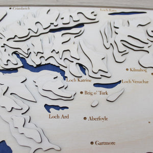 3D Loch Lomond and the Trossachs Map - Wooden Topographical Map