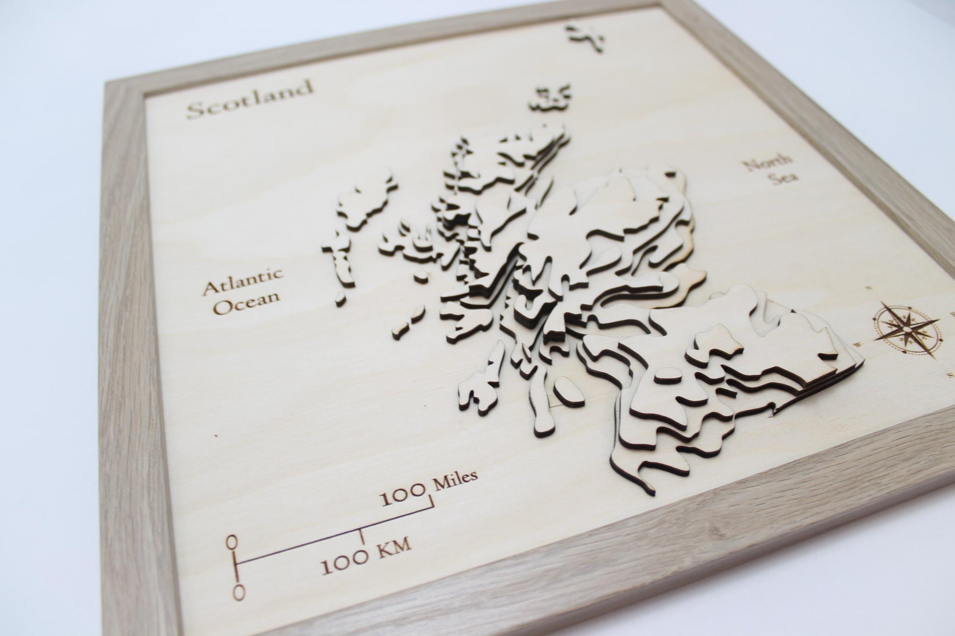 3D Scotland Map - Wooden Topographical Map - Scotland Map - Wooden Contour Map