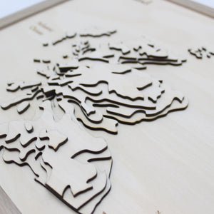 3D Scotland Map - Wooden Topographical Map - Scotland Map - Wooden Contour Map