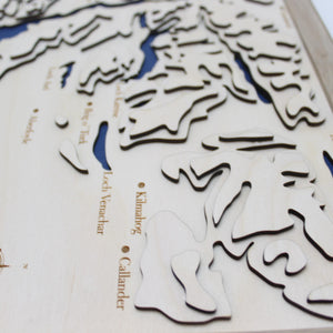 3D Loch Lomond and the Trossachs Map - Wooden Topographical Map