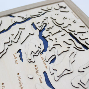 3D Loch Lomond and the Trossachs Map - Wooden Topographical Map