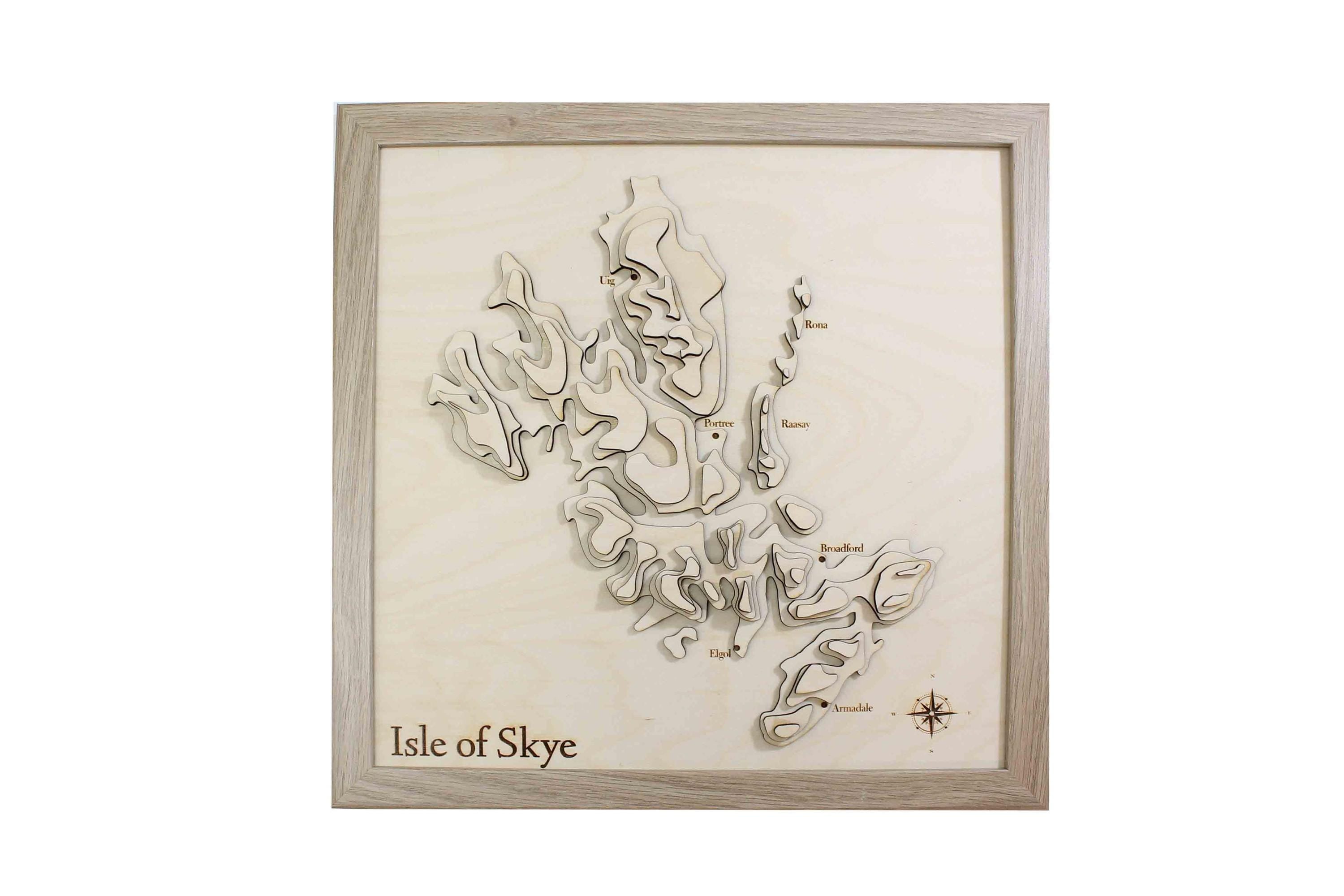 3D Isle of Skye Map - Wooden Topographical Map - Isle of Skye Map - Wooden map - Wall hanging