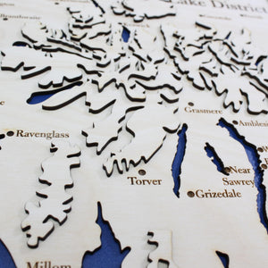 3D Lake District Map - Wooden Topographical Map