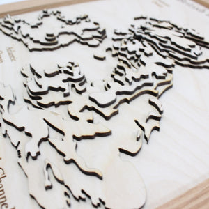 3D British Isles Map - Wooden Topographical Map - United Kingdom and Ireland Map - Wooden map