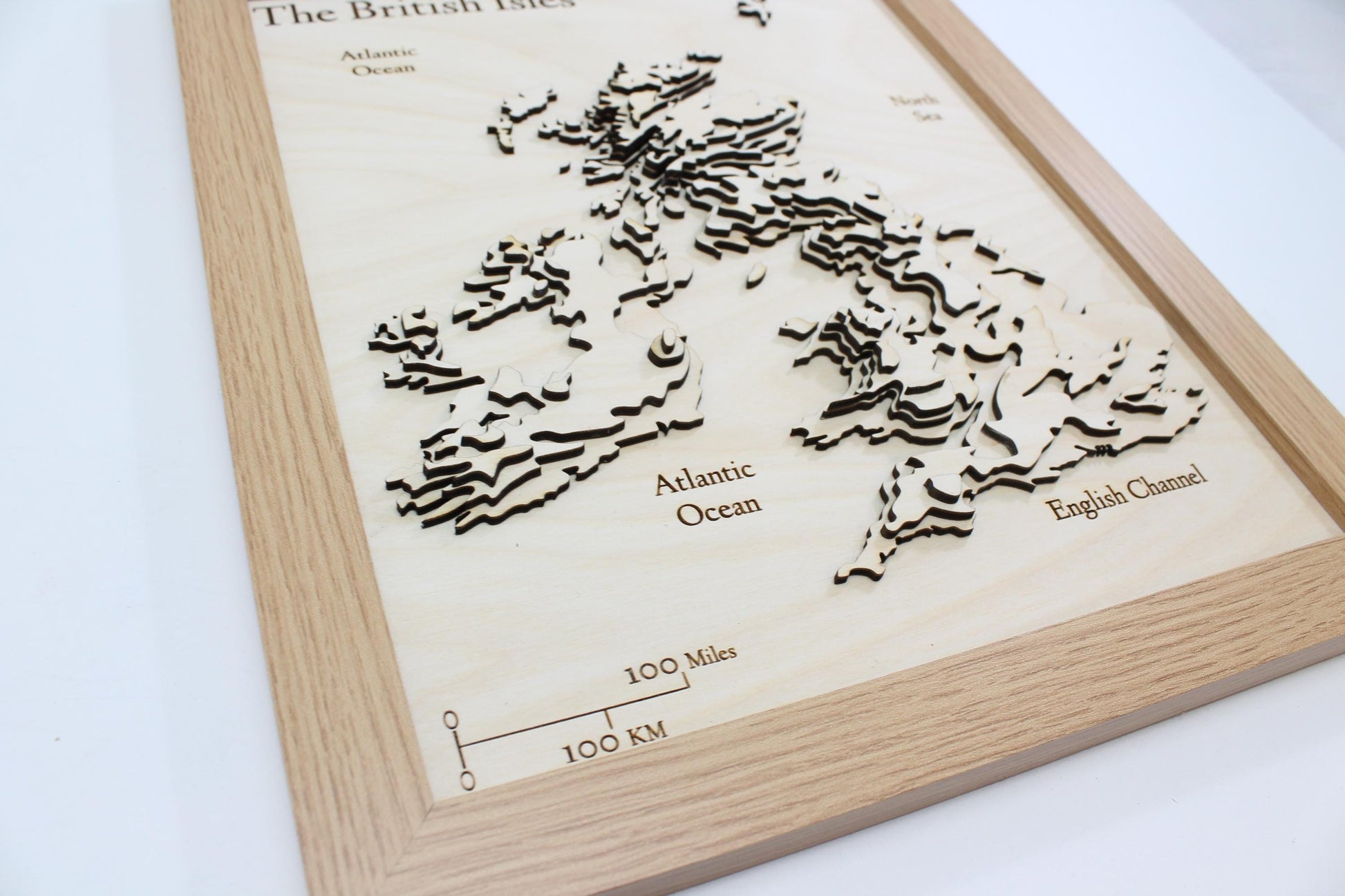 3D British Isles Map - Wooden Topographical Map - United Kingdom and Ireland Map - Wooden map