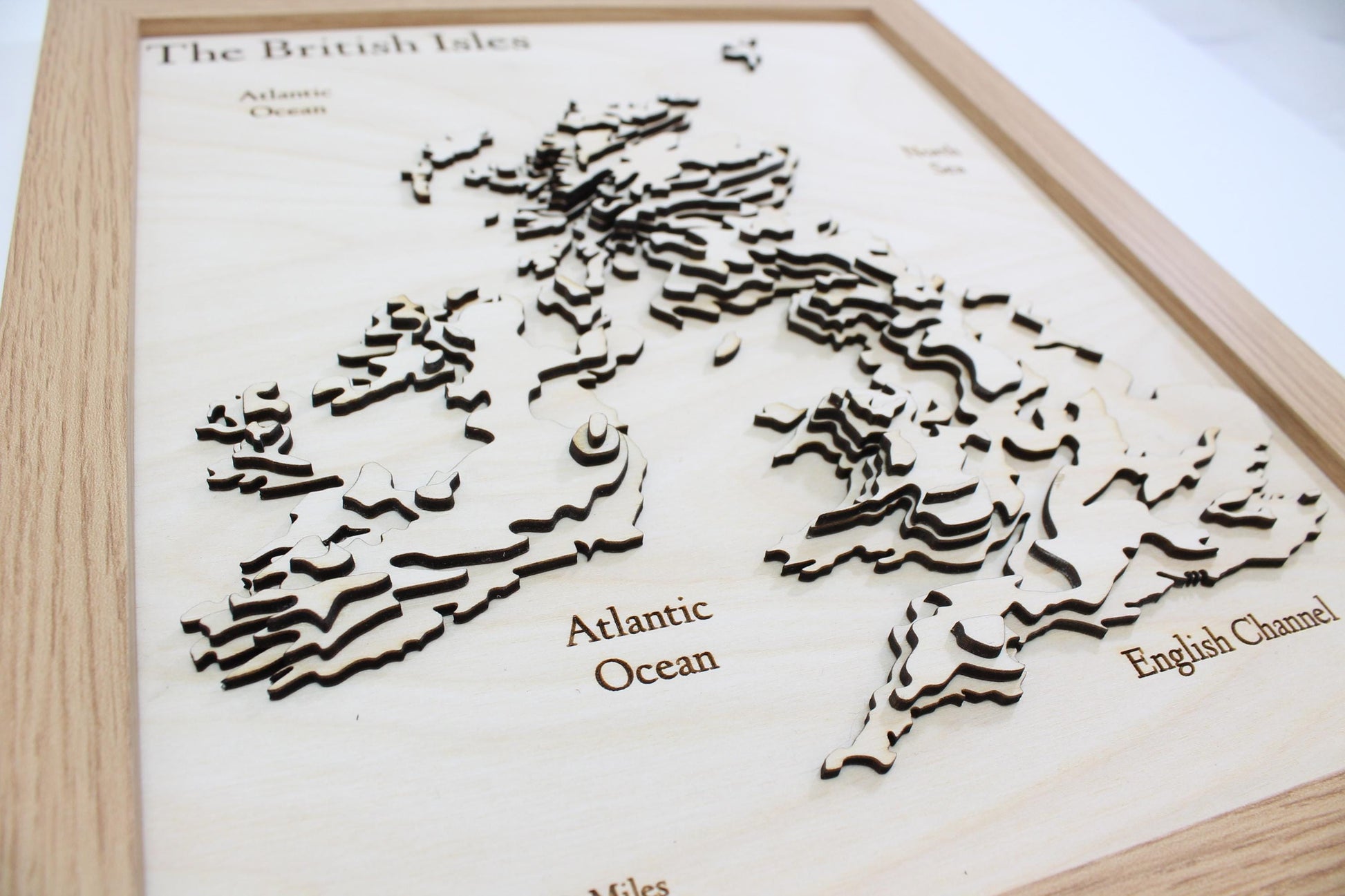 3D British Isles Map - Wooden Topographical Map - United Kingdom and Ireland Map - Wooden map