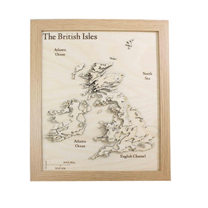 3D British Isles Map - Wooden Topographical Map - United Kingdom and Ireland Map - Wooden map