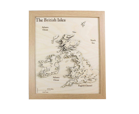 3D British Isles Map - Wooden Topographical Map - United Kingdom and Ireland Map - Wooden map