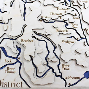 3D Peak District Map - Wooden Topographical Map