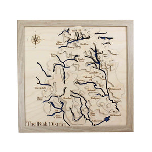 3D Peak District Map - Wooden Topographical Map