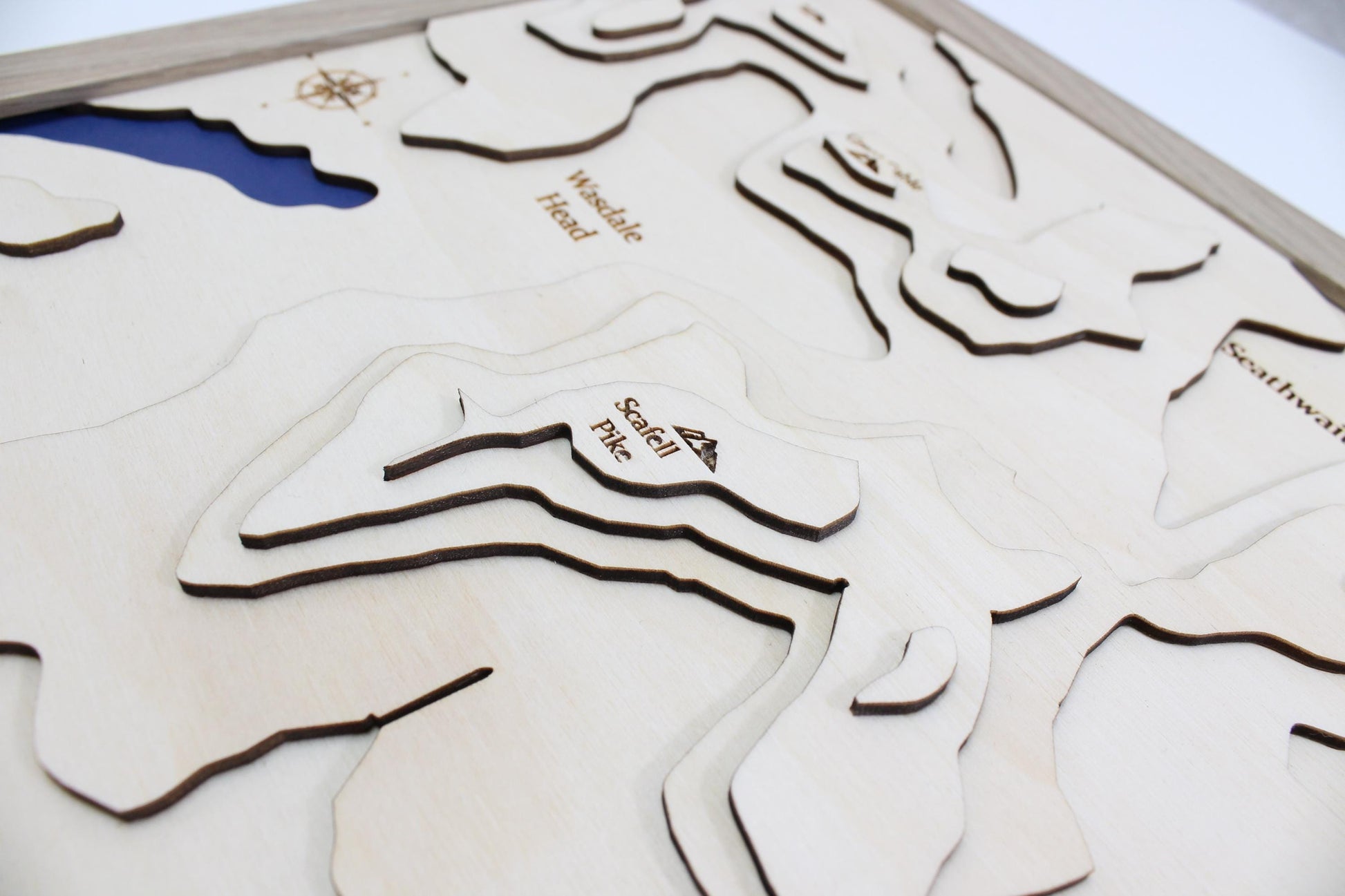 3D Lake Scafell Pike Map - Wooden Topographical Map