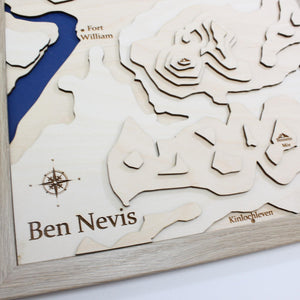 3D Ben Nevis Map Art - Wooden Topographical Map