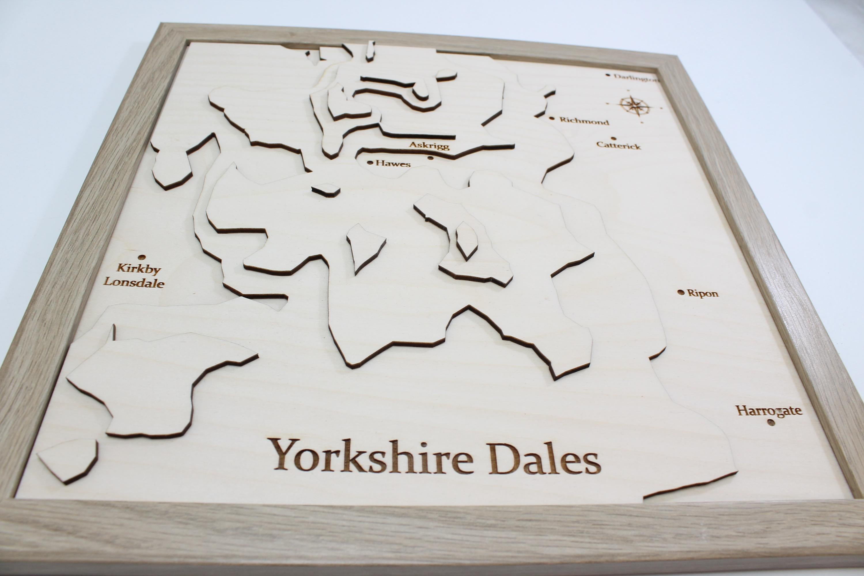 3D Yorkshire Dales Map Art - Wooden Topographical Map