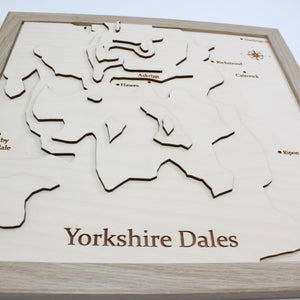 3D Yorkshire Dales Map Art - Wooden Topographical Map