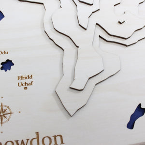 3D Mount Snowdon Map Art - Wooden Topographical Map