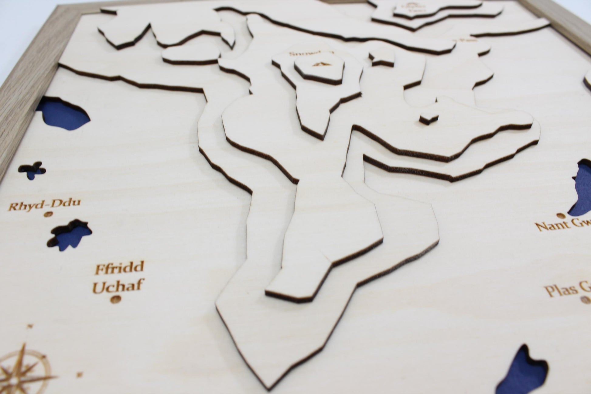 3D Mount Snowdon Map Art - Wooden Topographical Map