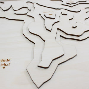 3D Mount Snowdon Map Art - Wooden Topographical Map