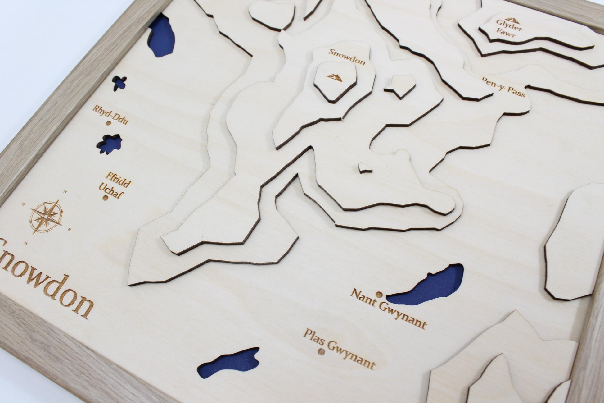 3D Mount Snowdon Map Art - Wooden Topographical Map