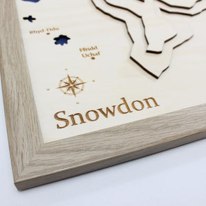 3D Mount Snowdon Map Art - Wooden Topographical Map