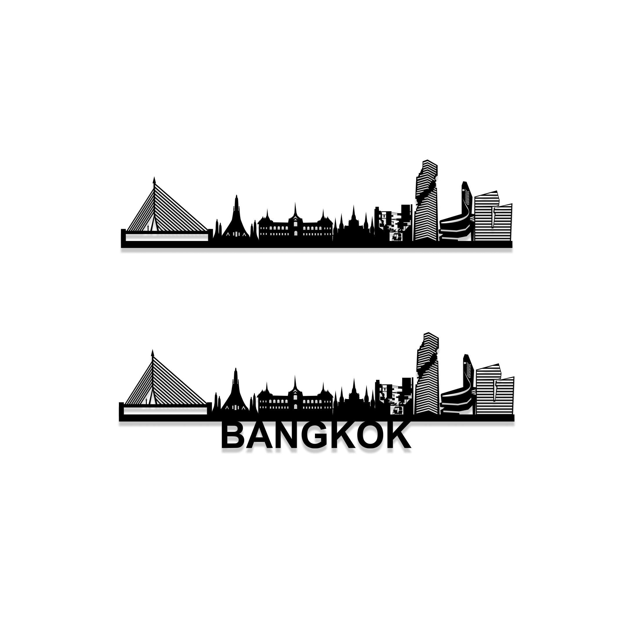 Bangkok Skyline Wood Wall Art - Bangkok Gift - Skyline Art - Wood Wall Art