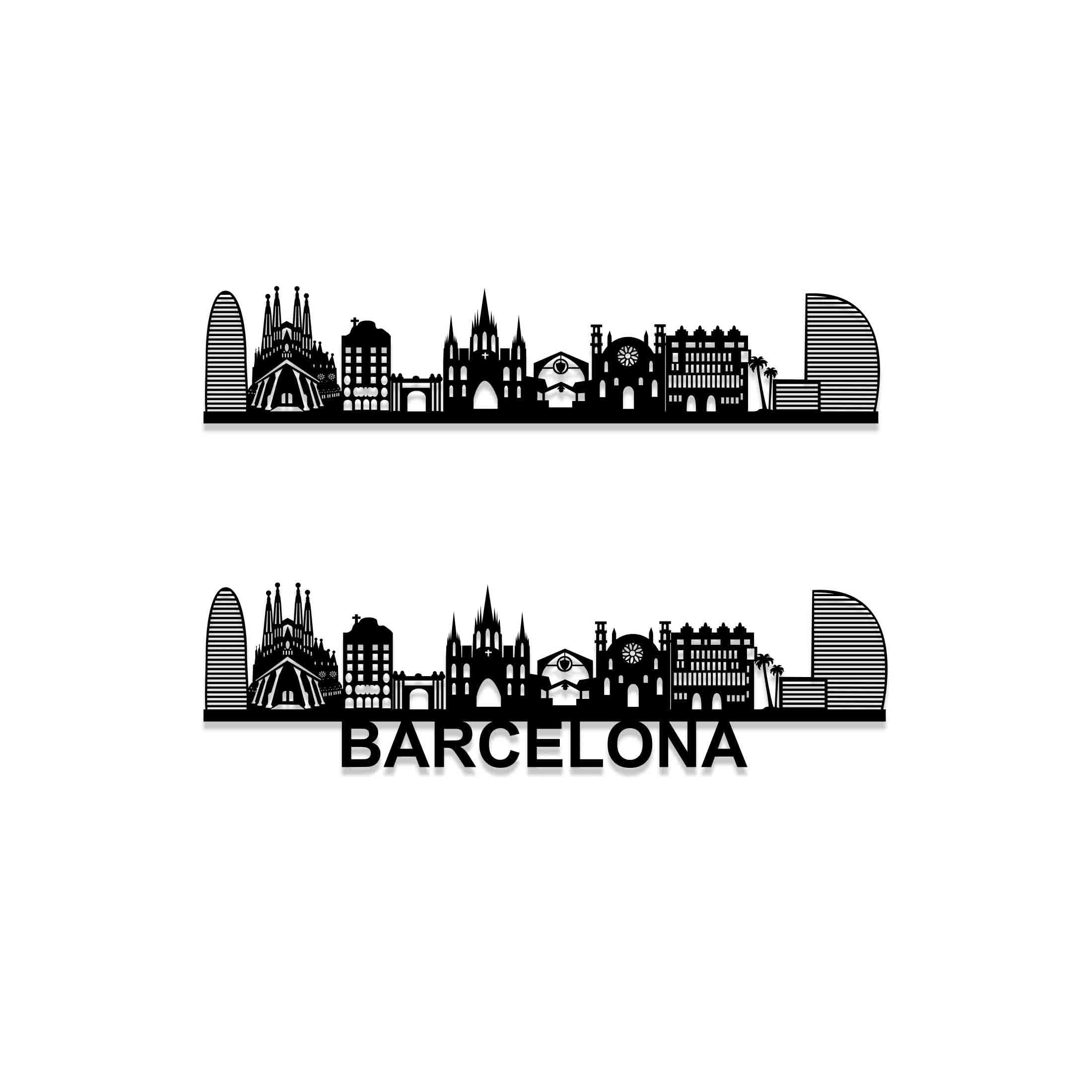 Barcelona Skyline Wood Wall Art - Barcelona Gift - Skyline Art - Wood Wall Art