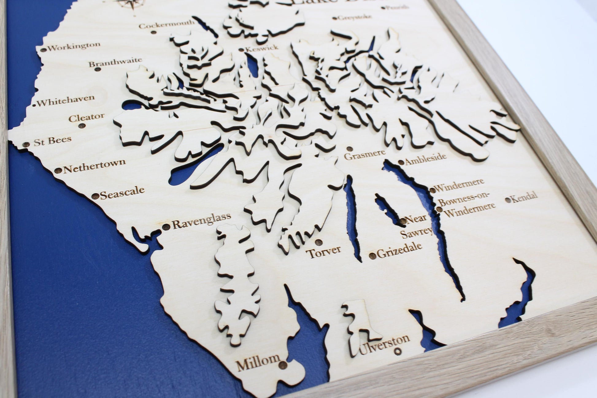 3D Lake District Map - Wooden Topographical Map