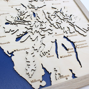 3D Lake District Map - Wooden Topographical Map