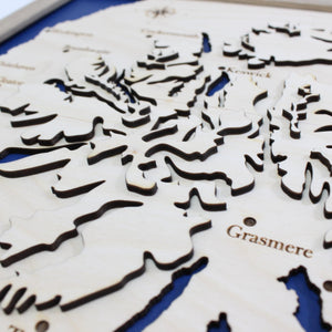 3D Lake District Map - Wooden Topographical Map