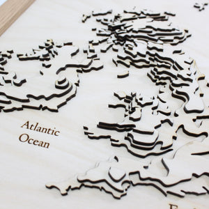 3D British Isles Map - Wooden Topographical Map - United Kingdom and Ireland Map - Wooden map