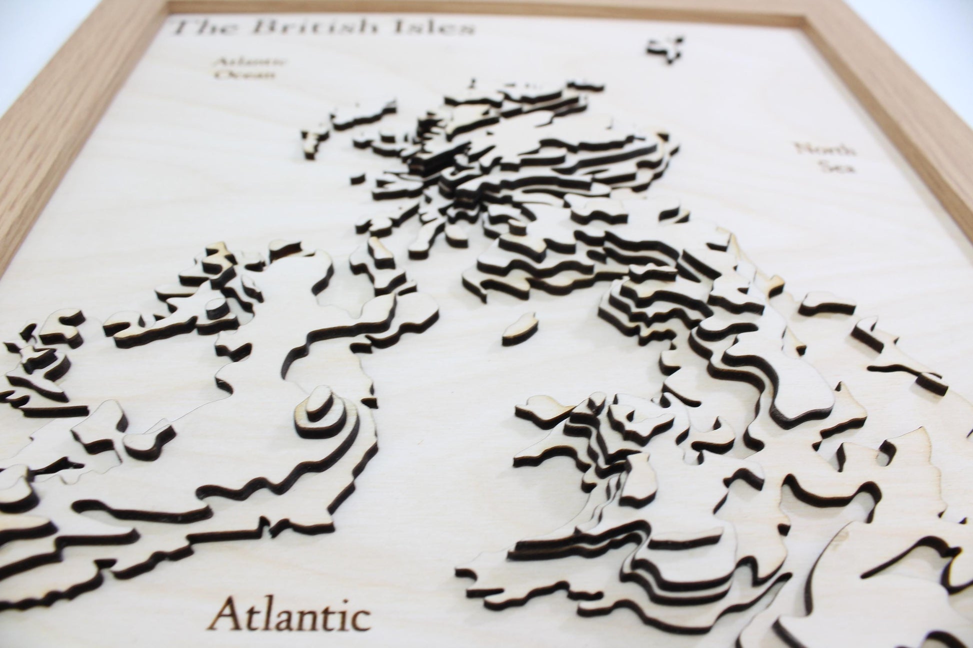 3D British Isles Map - Wooden Topographical Map - United Kingdom and Ireland Map - Wooden map