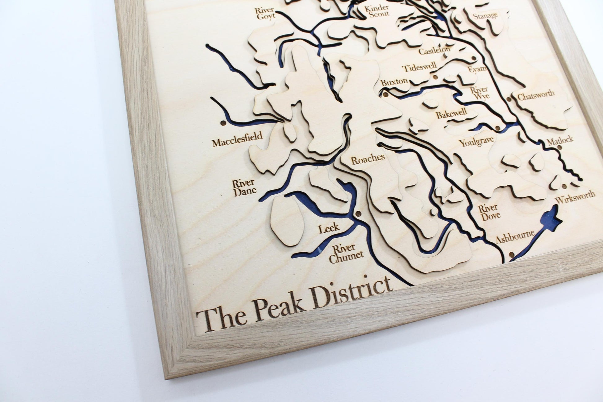 3D Peak District Map - Wooden Topographical Map