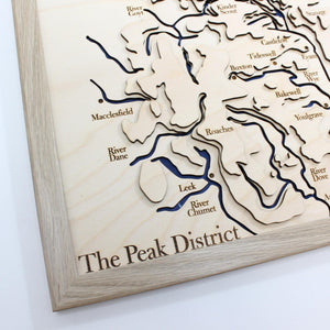 3D Peak District Map - Wooden Topographical Map