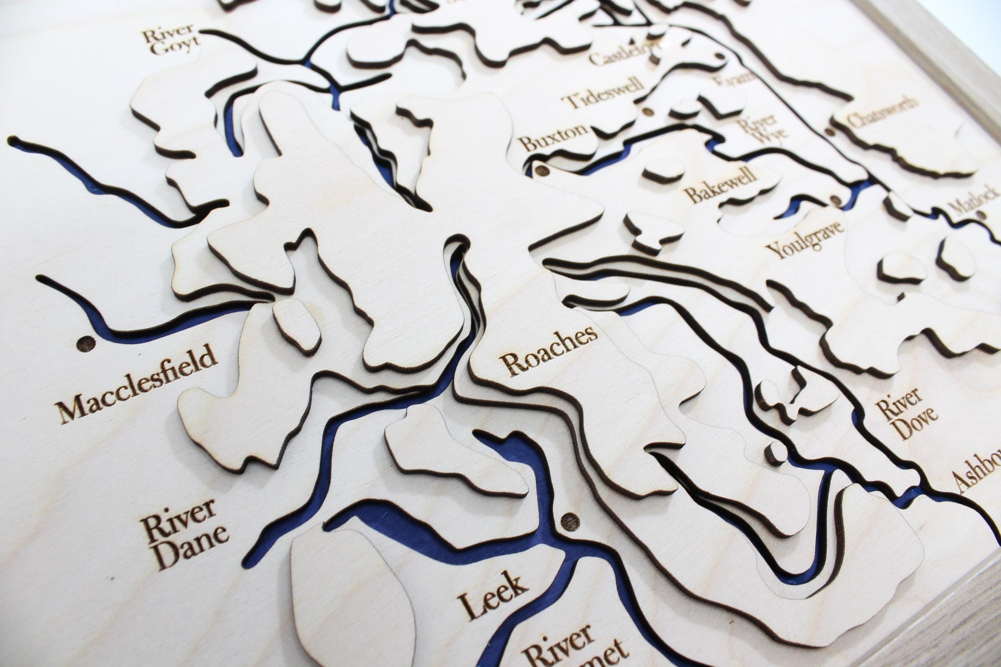 3D Peak District Map - Wooden Topographical Map